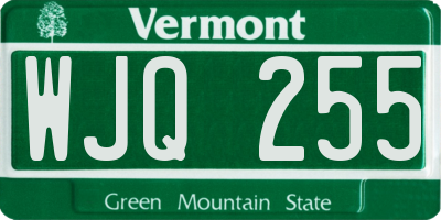 VT license plate WJQ255