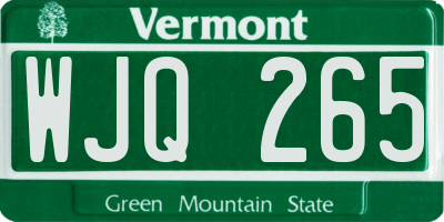 VT license plate WJQ265