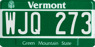 VT license plate WJQ273
