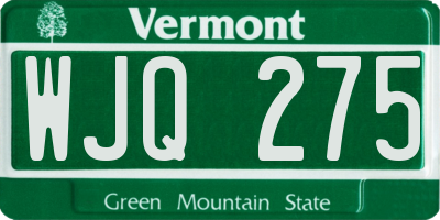 VT license plate WJQ275