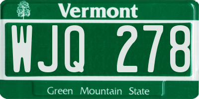 VT license plate WJQ278