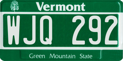 VT license plate WJQ292
