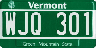 VT license plate WJQ301