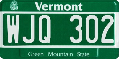 VT license plate WJQ302
