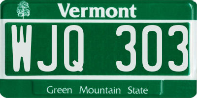 VT license plate WJQ303