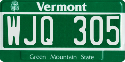 VT license plate WJQ305