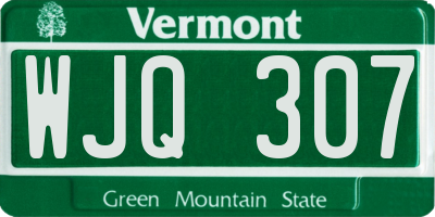 VT license plate WJQ307