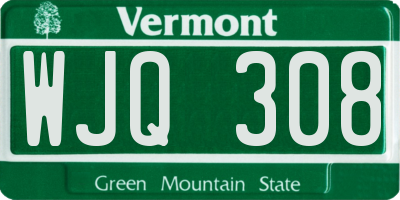 VT license plate WJQ308