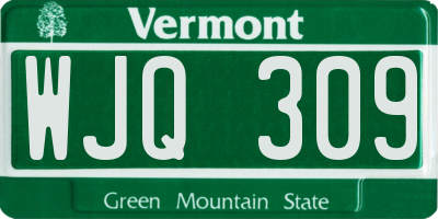 VT license plate WJQ309