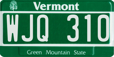 VT license plate WJQ310