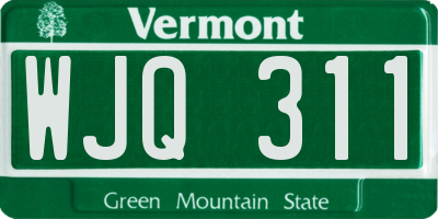 VT license plate WJQ311