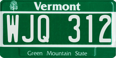 VT license plate WJQ312
