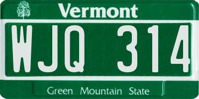 VT license plate WJQ314