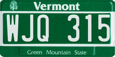 VT license plate WJQ315