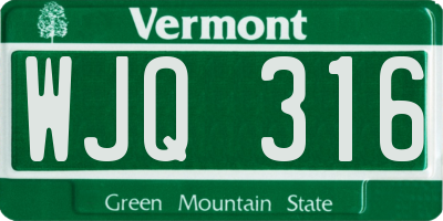 VT license plate WJQ316