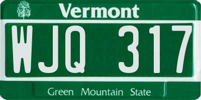 VT license plate WJQ317