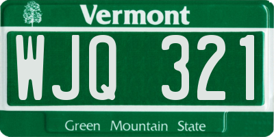 VT license plate WJQ321