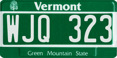 VT license plate WJQ323