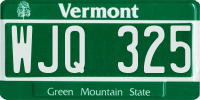 VT license plate WJQ325