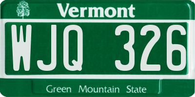 VT license plate WJQ326