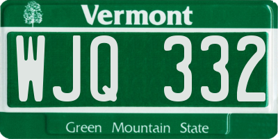 VT license plate WJQ332