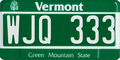 VT license plate WJQ333
