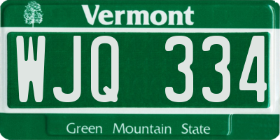 VT license plate WJQ334