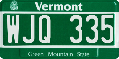 VT license plate WJQ335