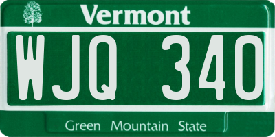 VT license plate WJQ340