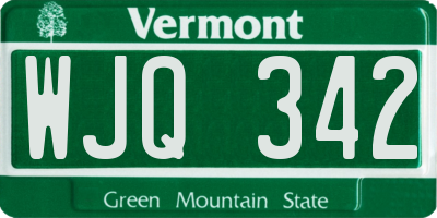 VT license plate WJQ342