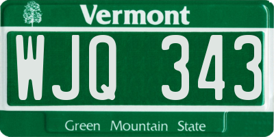 VT license plate WJQ343