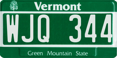 VT license plate WJQ344