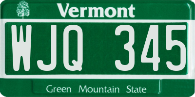 VT license plate WJQ345
