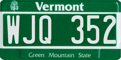 VT license plate WJQ352