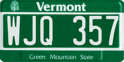 VT license plate WJQ357