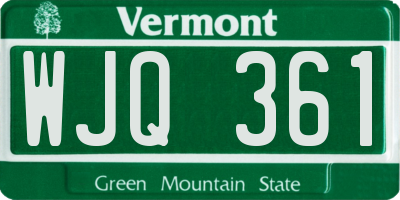 VT license plate WJQ361