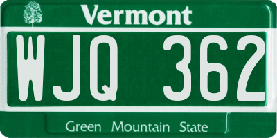 VT license plate WJQ362