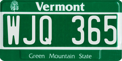 VT license plate WJQ365