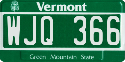VT license plate WJQ366