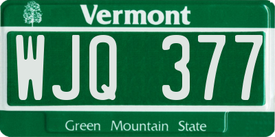 VT license plate WJQ377