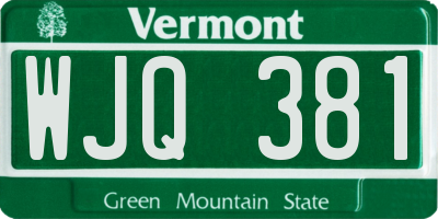 VT license plate WJQ381