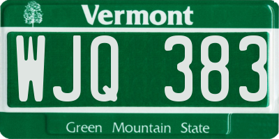 VT license plate WJQ383