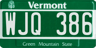 VT license plate WJQ386