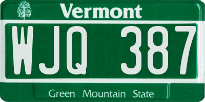VT license plate WJQ387