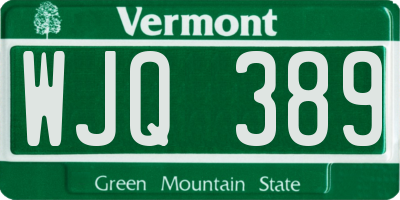 VT license plate WJQ389