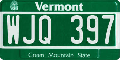 VT license plate WJQ397
