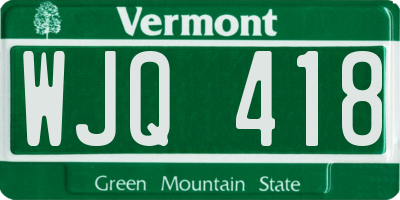 VT license plate WJQ418