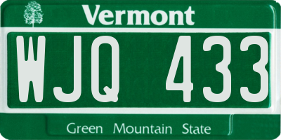 VT license plate WJQ433