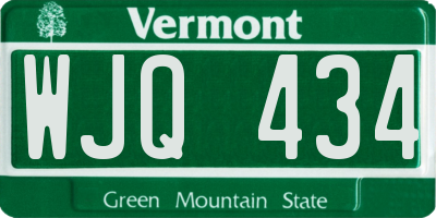 VT license plate WJQ434