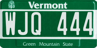 VT license plate WJQ444